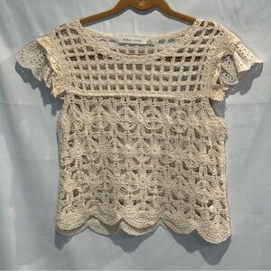 bishop + young Cream Crochet Lace Top Women’s Medium